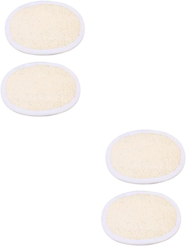 CANIGHT 4 Pcs Bath Towel Natural Loofah Pads Bath Loofahs Sponge Natural Loofah Sponge Loofah Body Scrubbers Face Scrubbers Loofah Dish Sponge Natural Sponge Loofah Sponge Pads Beige