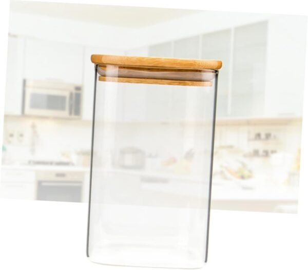BESTOYARD Sealed Canisters Candy Jars Airtight Food Storage Containers Food Container Airtight Kitchen Canister Cereal Container Containers for Food Clear Container Glass Tea Jar Wooden - Image 5