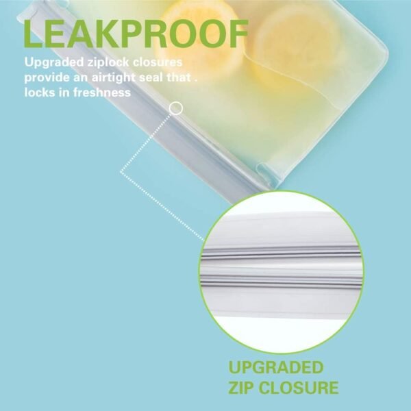 12 Reusable Storage Bags,Reusable Food Storage Bags,Reusable Freezer Bags Food Container,Stand Up Extra Thick Leakproof Reusable food Bags - Image 3