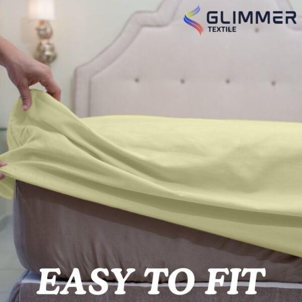 1PC Fitted Sheet| Organic Cotton| 1000 TC| | Twin XL Size (39"X80") with 16" INCH DEEP Pocket| Skin Friendly|Comfy & Very Soft| Wrinkle Free| Ivory - Image 4