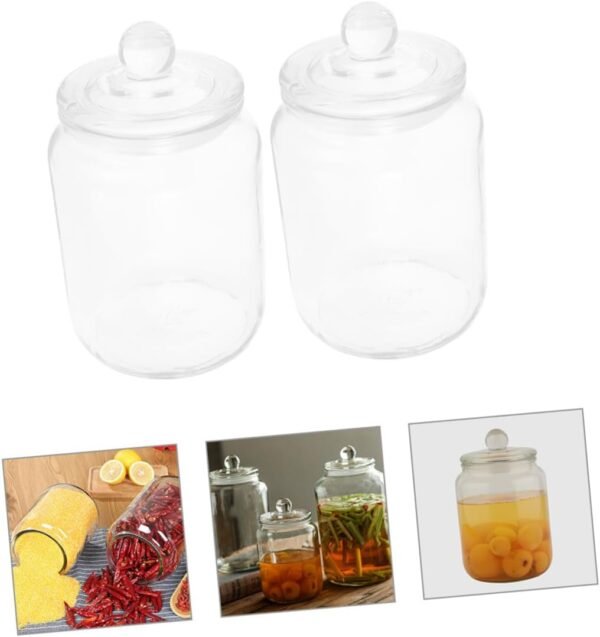 Zerodeko 2sets Glass Jar Jars Sugar Food Storage Containers with Lids Biscuit Canisters Airtight Coffee Container Measuring Cups Bottle Airtight Container Pickle Flip Jar Condiment 2pcs*2 - Image 6