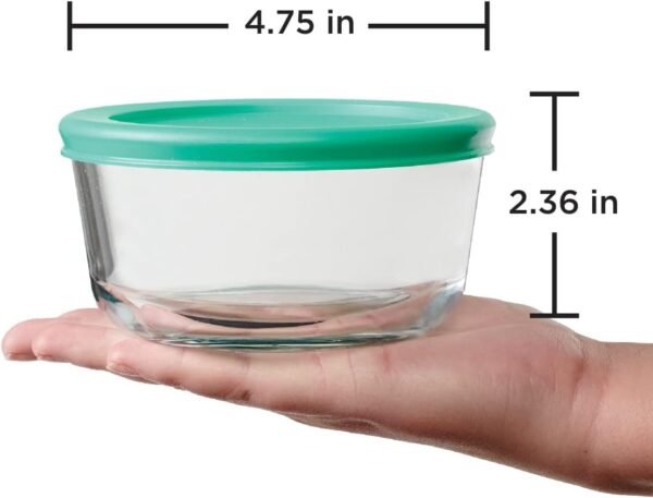 Anchor Hocking 2 Cup Glass Storage Containers with Lids, Set of 4 Glass Food Storage Containers with Mint SnugFit Lids - Image 4