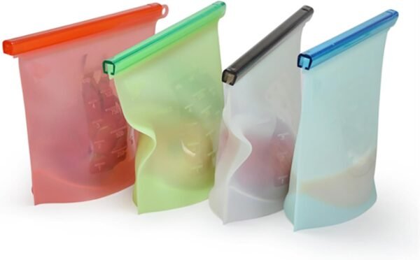 Reusable Silicone Food Storage Bags, WINDSIUUU 100% Silicone Food Grade Containers, Leakproof, Sandwich Snack Bags, Stand Up Zip Container for Soup and Leftovers, Dishwasher & Microwave Oven Safe-18OZ - Image 9
