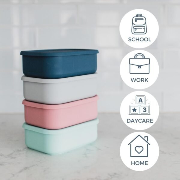 Silicone Bento Box for Kids and Adults- BPA Free, 3 Compartment Lunch Box - Microwave, Dishwasher and Freezer Safe - Perfect for Work, School and On-the-Go Meals - Image 3