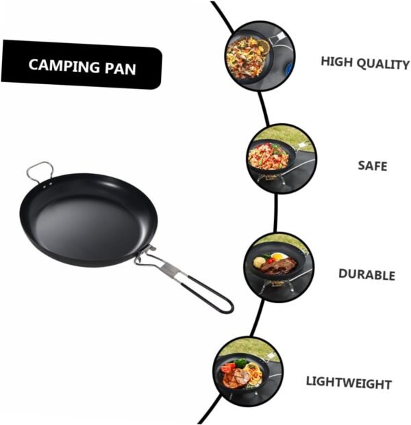 1pc Camping Pan Ramekins Frypan Frying Pan Lid Portable Camping Grill Cookware Boil Nonstick Frying Pan Skillet Grill Pan Cooking Fry Pan Induction Hob Pan Outdoor Iron - Image 8