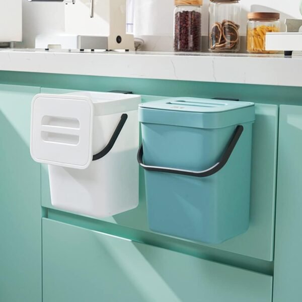 Compost Bucket with Lid,Food Waste Basket Bin for Kitchen,Small Kitchen Compost Bin 3L Kitchen Waste Bin Household Countertop Container with Lid for Rubbish Composter (Light Green) - Image 8
