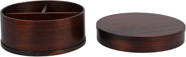 VOSAREA Japanese Bento Lunch Box Wooden Lunch Boxes Japanese Traditional Natural Round Wooden Lunch Containers Jubako Osechi Decorative Lunch Containers Picnic Sushi Bento Holder Case - Image 3