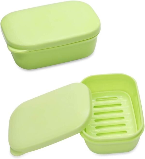 Soap Dish Soap Box Soap Holder 2 Pack Soap Container for Shower, Waterproof Portable Soap Case Tray for Traveling, Car, Home, Outdoor, Camping, Gym,Light Green