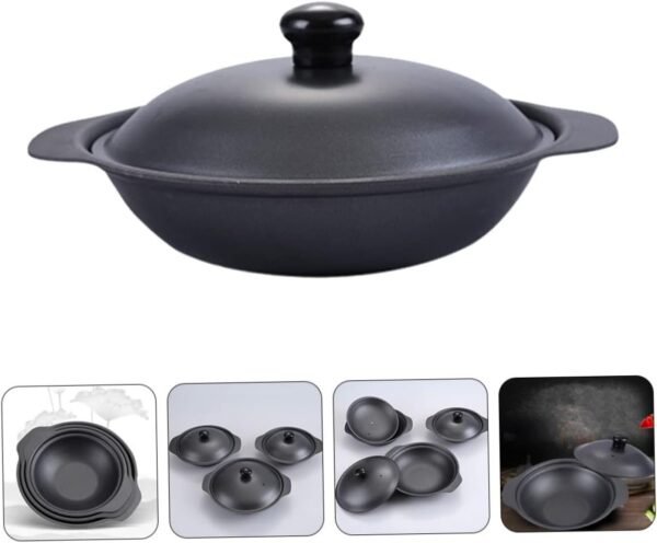 Rice Cooker Casserole Soup Cooking Pot Kitchen Non Stick Cookware Metal Casserole Pan Japanese Cookware Metal Casserole Pot Soup Bowl with Lid Stockpot with Lid Food Iron Household - Image 8