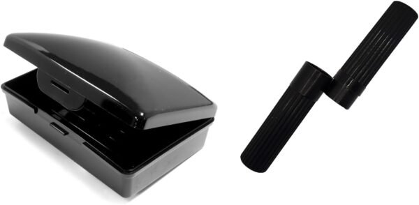 Black Toothbrush Covers & Soap Box Set - Matching Colors - Tooth Brush Cover Cap, Soap Dish Travel, Soap Dish Holder Travel - Plastic Portable Set with Cover