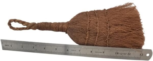 Palm Fiber Handheld Small Broom, Natural Bristle, Handmade Mini Fireplace Broom Brush - Image 2