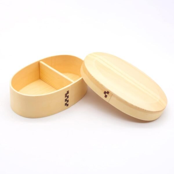 Bentowappa A-80-273530 Wooden Lunch Box, 6.7 x 4.3 inches (17 x 11 cm), Single Tier, Oval Shape, Turtle Shell, Natural - Image 2