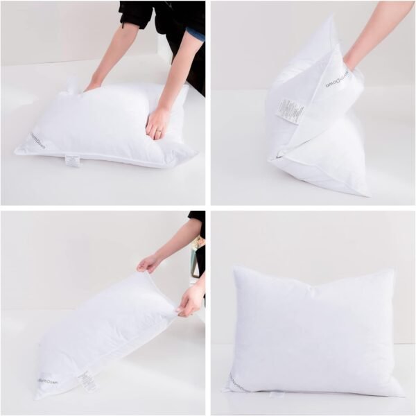 Goose Down Feather Pillows Hotel Collection Bed Pillow for Sleeping,100% Cotton Fabric, Good for Side and Back Stomach Sleeper Standard Size (1 Pack, White) - Image 5