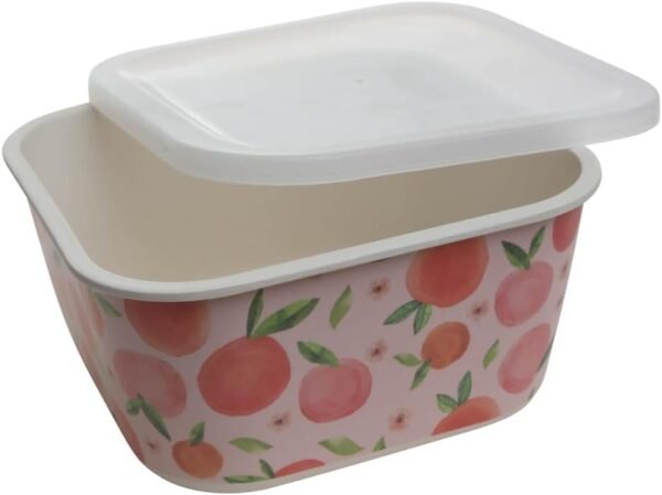 Forest & Twelfth Peaches 13.5 Oz Bamboo Food Storage Containers, Set of 3 Durable Kitchenware, Sustainable Lunch Boxes, Reusable, Eco Friendly, Organic Bamboo Meal Bins with Airtight Lids (Peaches) - Image 2