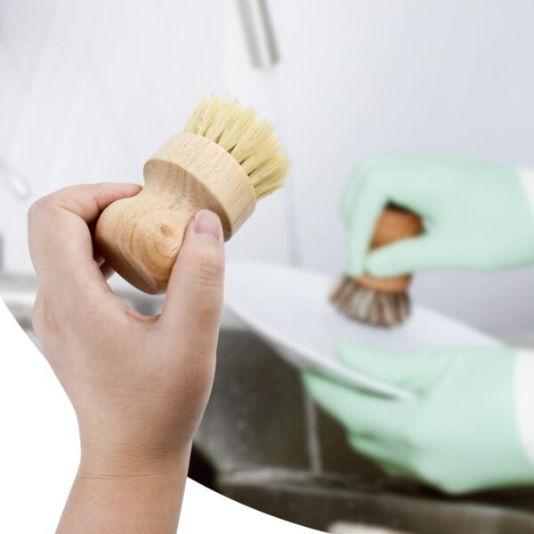 2 Pcs Dish Brush, Wood Dishes Scrub Brush, Pot Brush for Kitchen Cleaning Dishes Pots Pans (Sisal and Palm) - Image 7