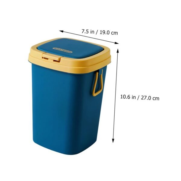 Garbage Can Trashcan Recycling Bin Washing Basket Compost Kitchen Bin Car Bin Swing Lid Trash Can Press Type Garbage Bin Garbage Bin with Lid Efficient Sealing Waste Basket Blue Pp - Image 4