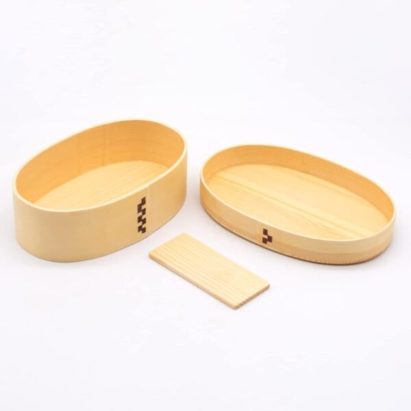 Bentowappa A-80-273530 Wooden Lunch Box, 6.7 x 4.3 inches (17 x 11 cm), Single Tier, Oval Shape, Turtle Shell, Natural - Image 4