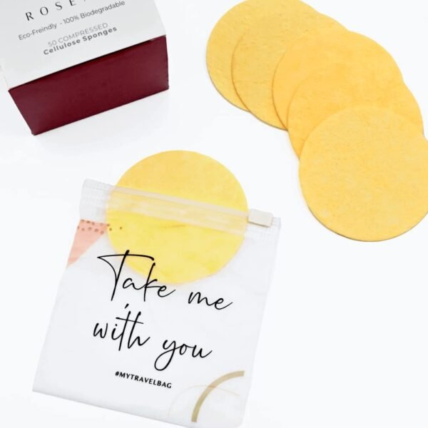 Facial Sponges - 50 Count Compressed Cellulose Face Cleansing and Exfoliating Sponges, Reusable Makeup Mask Remover, Round Face Cleaning Sponge Pads - Image 5