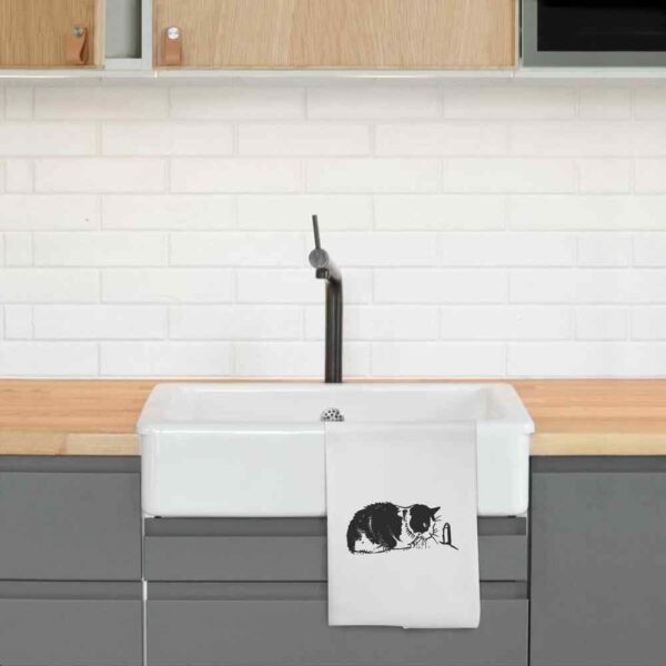 Azeeda 'Cat & Mouse Hole' White Cotton Tea Towel/Dish Cloth (TW00013406) - Image 4