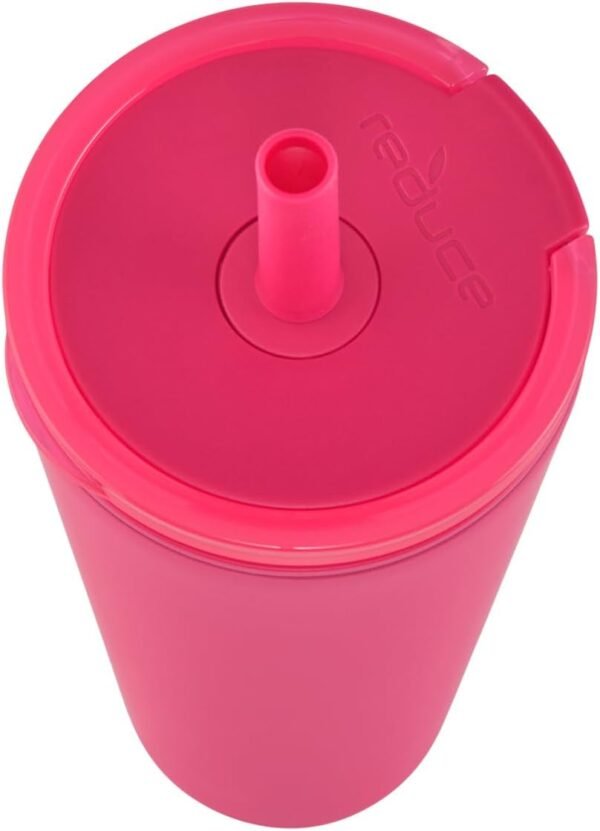 REDUCE Halo 32 oz Stainless Steel Vacuum Insulated Tumbler - Spill Proof Travel Mug with Flip Handle Lid - Keeps Drinks Cold for 32 Hrs - Dishwasher Safe - Cupholder Friendly - Dragon Fruit - Image 4