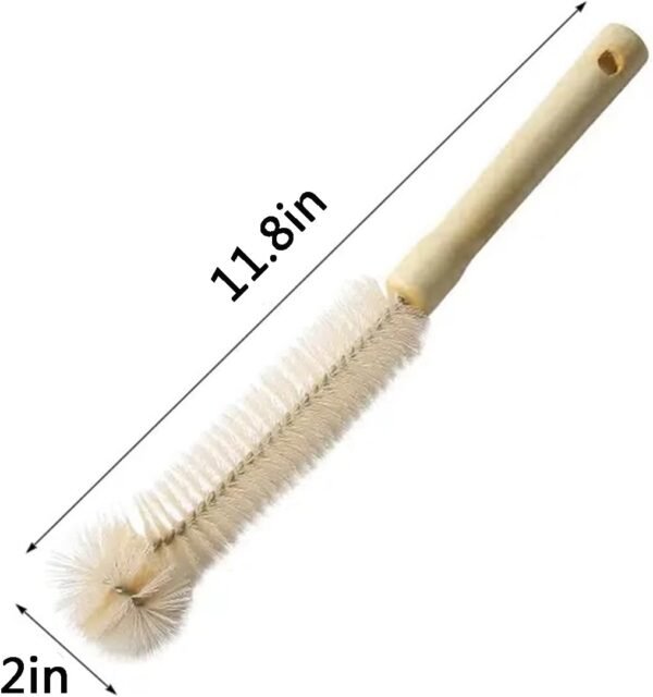 Bottle Brush Cleaner Long Wooden Handle Water Bottle Cleaning Brush Natural Bristle Kitchen Scrub Bottle Brush for Narrow Neck Beer Bottle, Baby Bottle, Sports Bottle(11.8inch) - Image 2