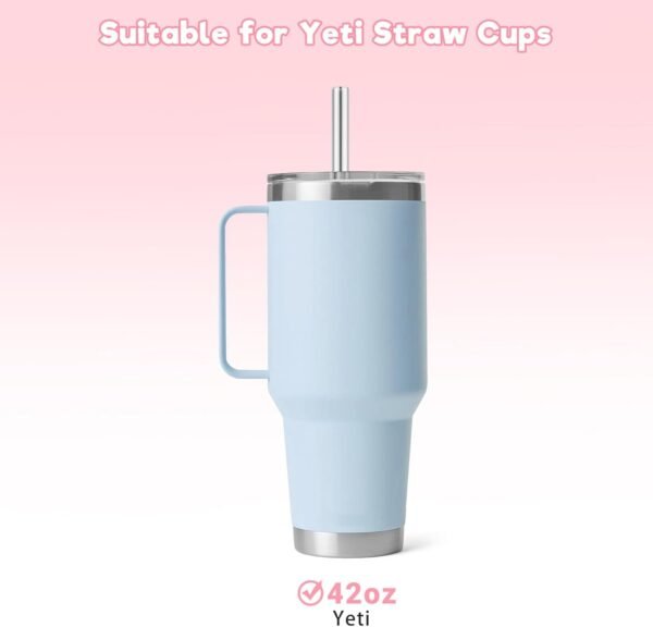 Straws Replacement for Yeti Travel Tumbler 40 oz, Stainless Steel Straw Reusable Compatible with Yeti 40oz Tumbler, 6 Metal Straws With 2 Straw Cleaner Brush - Image 2