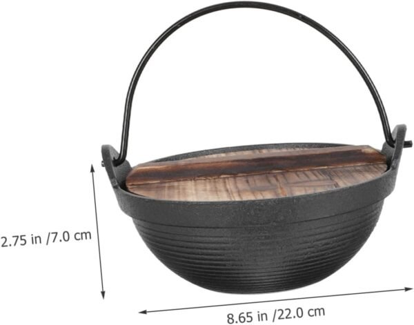 Japanese Sukiyaki Gadget Casserole Dishes Stock Gooseneck Steaming Pot Saucepan with Handle Camping Cookware Clad Strainer Cauldron Wok Food Chafing Dish Iron Sukiyaki Pots Wooden - Image 8