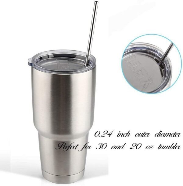 Set of 10 Stainless Steel Straws, HuaQi Straight Reusable Straight Drinking Straws 10.5'' Long 0.24‘’ Dia for 30 oz Tumbler and 20 oz Tumbler, 2 Cleaning Brush Included - Image 4