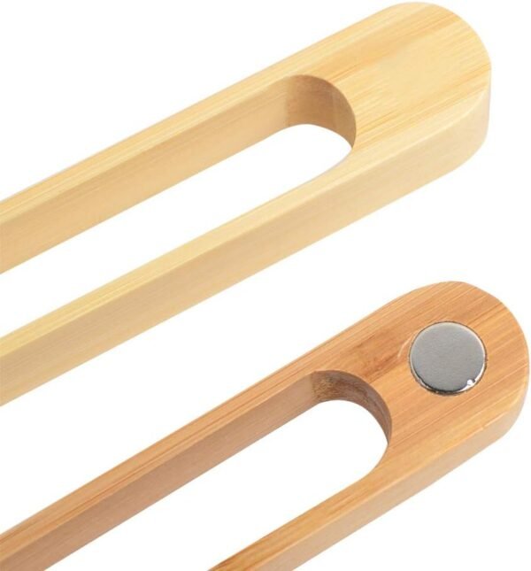 Magnetic Bamboo Toaster Tongs: 100% Natural 8.7” Wood Kitchen Toast Tongs| Eco-Friendly, Space Saving Modern Kitchen Accessory for Home Restaurant | Set of 2 - Image 3