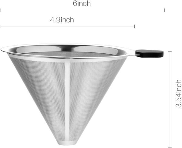YOLIFE Pour Over Coffee Filters 2 PCS, Stainless Steel Coffee Filter, Paperless Reusable Cone Coffee Filter Dripper - Image 3