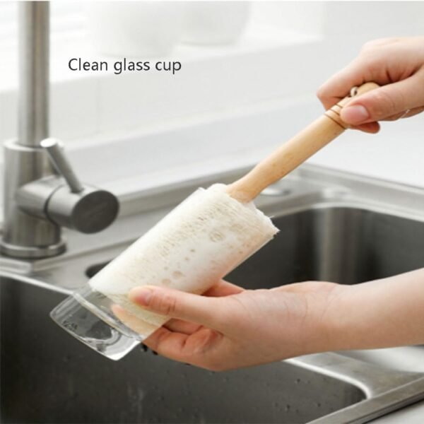 4 "Natural Agricultural Loofah with Wooden Stick for Washing Tea Cups, Cleaning Kitchen Stoves. Exfoliating Body Sponge Scrub Skin Care in Tub Spa Shower. Natural Products, No Additive - Image 4