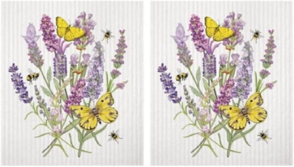 2 Mary Lake-Thompson SC823 Lavender Butterfly Reusable Sponge Cloths