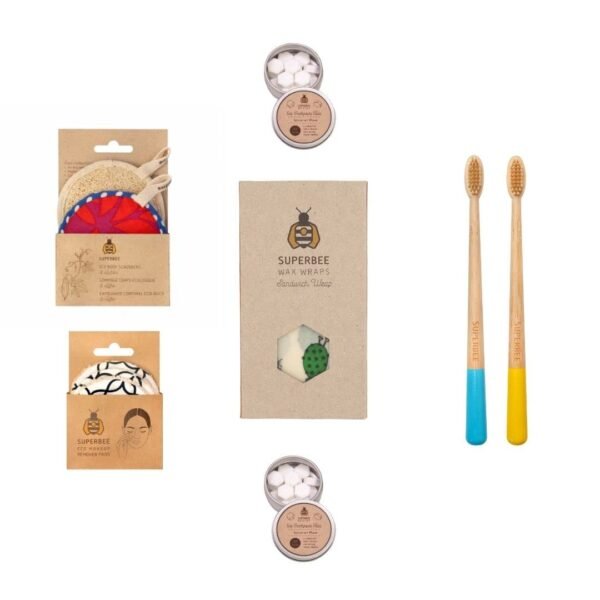 SuperBee Women Gift Box - Toothpaste Tablets, Natural Body scrubbers, Soft Bristles Bamboo toothbrushes, Make up Removal Pads, Beeswax wrap - Eco Friendly Gift, Housewarming Gift Christmas Women Day … - Image 3