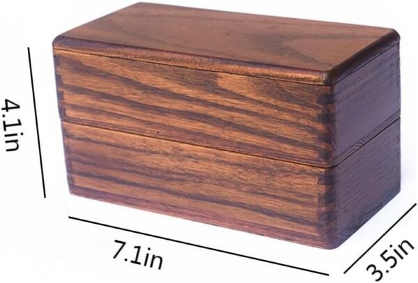 Double Layer Japanese Bento Box, Compartment Food Box, Wood Lunch Box, Adult Square Lunch Containers for Japanese Dishes like Sushi Dessert Rice Roll Buffet, Store Dried Fruit - Image 2