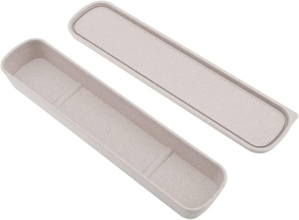 OriGlam 1pcs Portable Flatware Box Travel Tableware Storage Case Box, Utensil Case Flatware Storage Box for Cutlery Kit (Beige) - Image 3