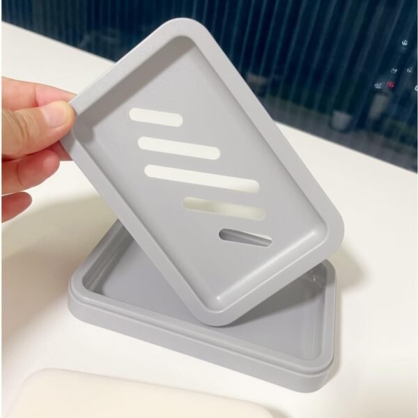 2PCS Mcyye Grey Soap Holders, Premium Plastic Bamboo Soap Dish, Self Draining Soap Dishes Saver for Shower, Bar Soap, Bathroom, Kitchen Sink, Bath tub, Sponge, Easy Clean, Extend Soap Life - Image 5