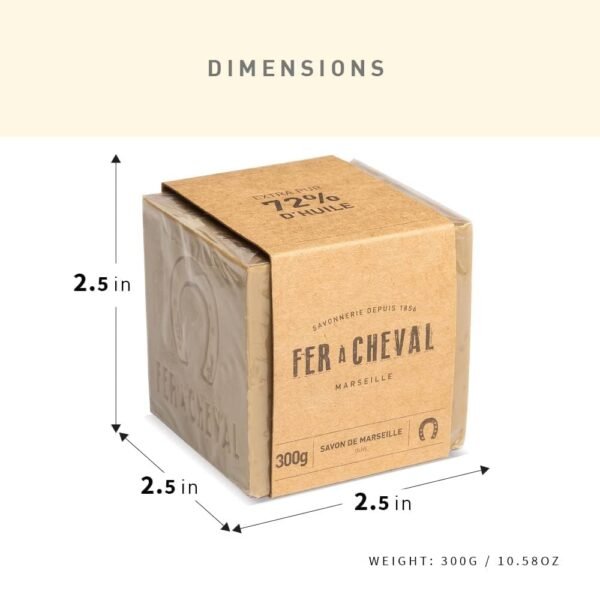 Fer à Cheval Pure Olive Authentic Savon De Marseille Soap Bar | Natural Plant-Based Savon Marseille Soap Cube with French Olive Oil Soap | 300g, 2 Pack - Image 4