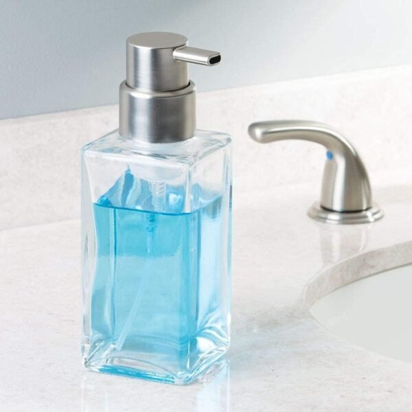 iDesign Casilla Foaming Soap Dispenser for Kitchen, Bathroom, Sink, Vanity, Holds 14 oz, Clear - Image 4