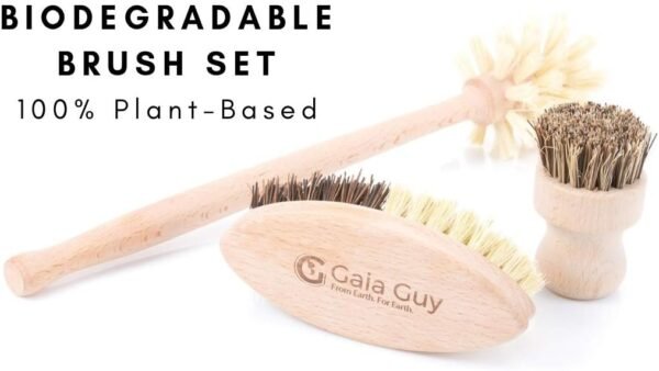 Wood and Tampico Bottle Brush - Pot Brush - Vegetable Brush Set - Zero Waste, Compostable & Biodegradable Kitchen Brushes - Image 8