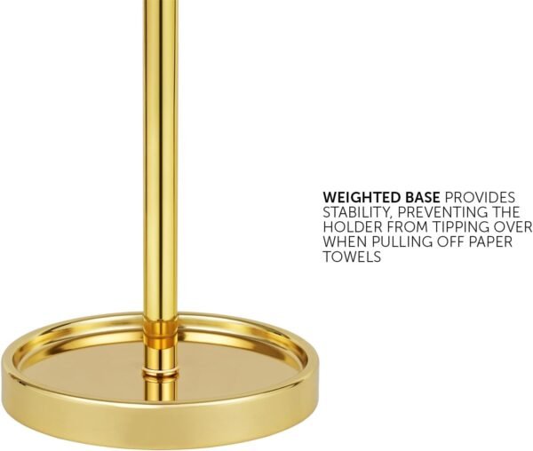 Ivilon Countertop Paper Towel Holder - Modern Sleek Ball Minimalist Design - Color Gold Polished - Image 4