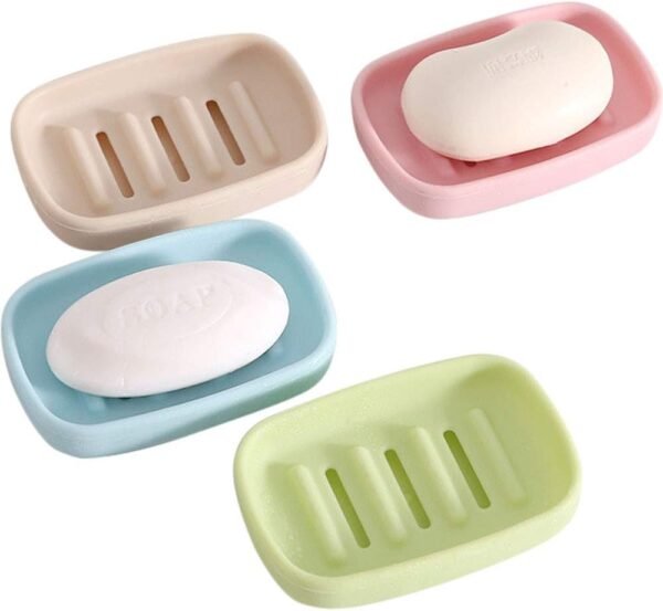 Onwon 4 Pieces Soap Dish with Drain Soap Holder BPA-Free Soap Saver, Slotted Design Can Exactly Let Soap Drain and Dry Naturally, Stop Mushy Soap, Extends Soap Life, Easy Cleaning