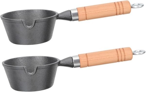 SECFOU 2pcs Small Grinders Milk Pan Induction Hob Large Double Boiler Pots and Pans Restaurant Thermal Soup Pot Boilers Big Pot Extra Large Size Pot Cookware Slow Cooker Wooden - Image 7