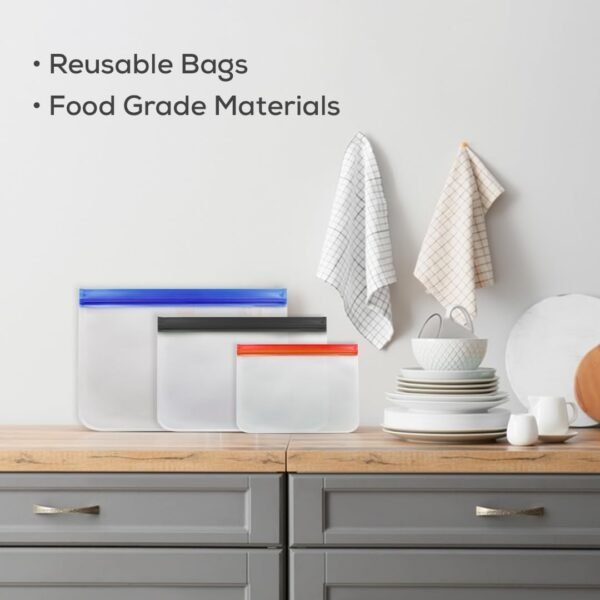 14-Pack Reusable Silicone Food Storage Bags – BPA-Free, Leakproof & Dishwasher Safe Freezer Bags for Adults, Meal Prep, Marinating, Snacks, and Travel – 4 Small, 6 Medium, 4 Large Sizes - Image 5