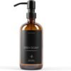 Essentra Home Two 16 oz. Glass Soap Dispensers with Black Pump for Kitchen Sinks, Bathroom Countertop, Shower Refillable Bottles – Waterproof Labels and Foldable Silicon Funnel Included (Amber) - Image 3