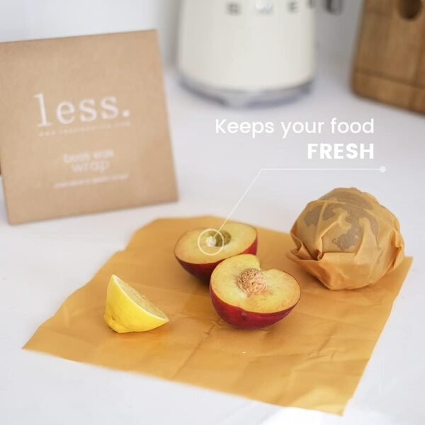Less. Reusable Beeswax Food Wraps 2 Pack Size Medium, Compostable Alternative to Plastic Wrap, Classic Paper Brown - Image 4
