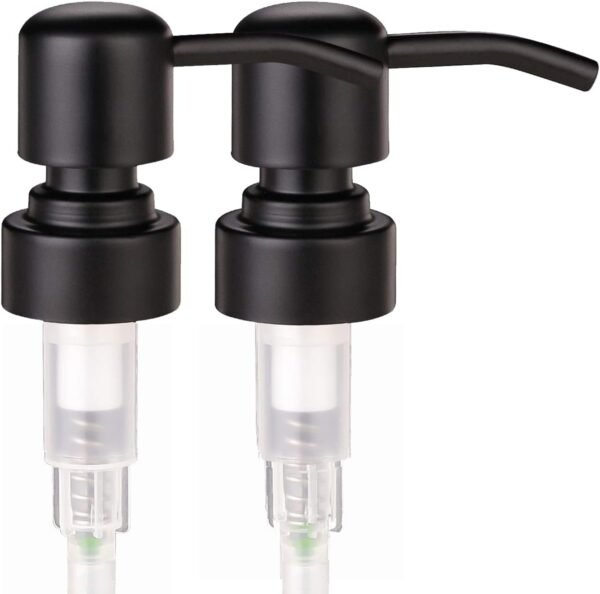 2 Pcs Thick Clear Glass Jar Hand Soap Dispenser Bathroom with Matte Black Stainless Steel Pump, 12ounce Clear Boston Round Bottle Dispenser with Rustproof Pump for Kitchen Dish - Image 5