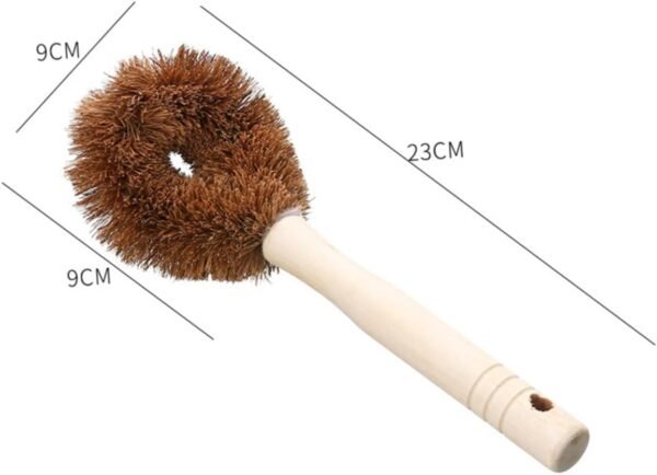4pcs Cleaning Brush Palm Dish Brush Coir Dish Brush Car Windshield Cleaner Natural Kitchen Brush Kitchen Sink Brush Handheld Scrubber Brush for Pot Sink Cleaner Rubber Wood - Image 7