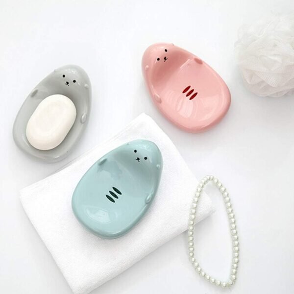 Pink soap Dish Round soap Travel case Round Soap Dish Soap Dish Drainer Holder Heart Shaped Soap Dish Child soap Holder Heart-Shaped - Image 9