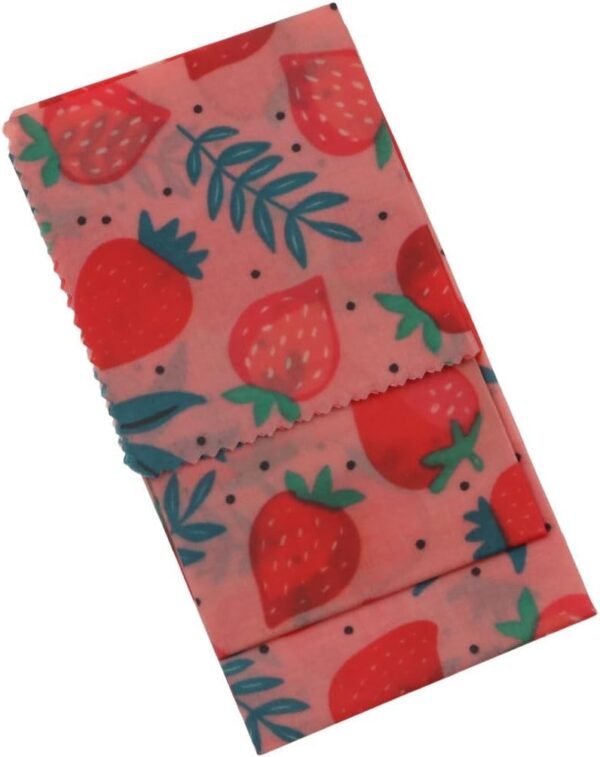 Reusable Beeswax Wrap,Beeswax Food Wraps,Cotton Food Wraps 3 Pack S/M/L Strawberry Patterns Beeswax Wrap,Zero Waste, Plastic-Free Food Storage