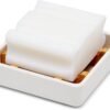 Wooden Bamboo Square Soap Dishes for Bar Soap Holder for Shower with Drain for Bathroom Small Soap Dish Detachable（Single Pack Right Angle White） - Image 8